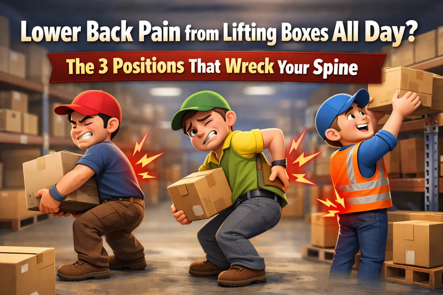Lower Back Pain From Lifting Boxes All Day — The 3 Positions That Wreck Your Spine